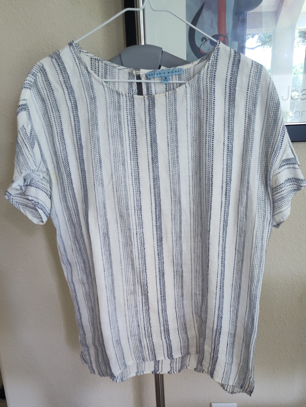 Antonio Melani Stripe Linen Blouse, Size M